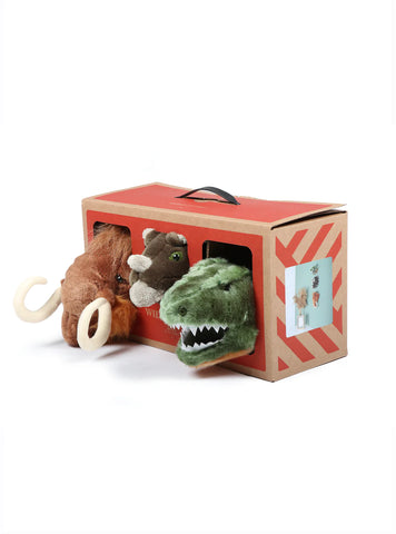 Prehistoric box: set of 3 small heads (dino/T-rex/mammoth)