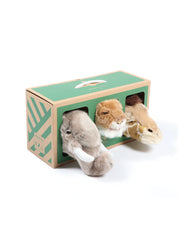 Safari box: set of 3 small heads (elephant/lion/giraffe) w/box