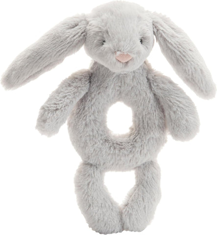 Bashful Grey Bunny Ring Rattle