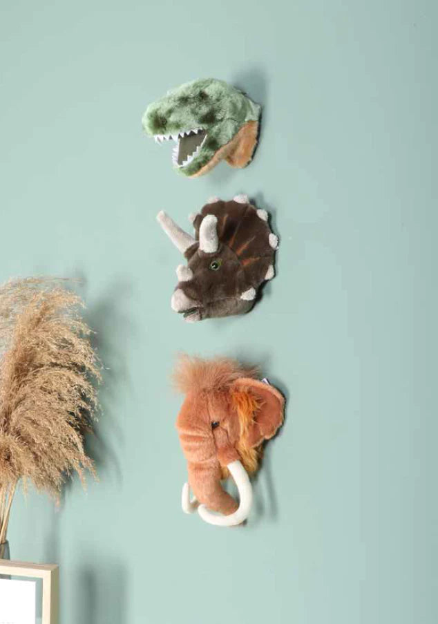 Prehistoric box: set of 3 small heads (dino/T-rex/mammoth)