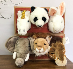 Safari box: set of 3 small heads (elephant/lion/giraffe) w/box