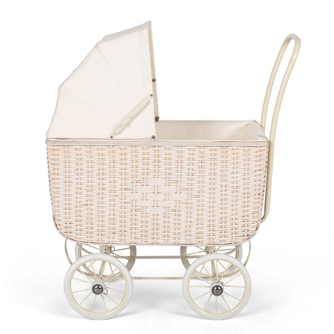 Doll Pram - Retro Rattan Cream