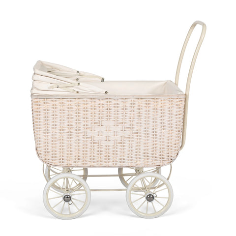Doll Pram - Retro Rattan Cream