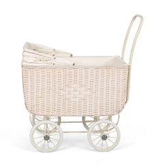 Doll Pram - Retro Rattan Cream