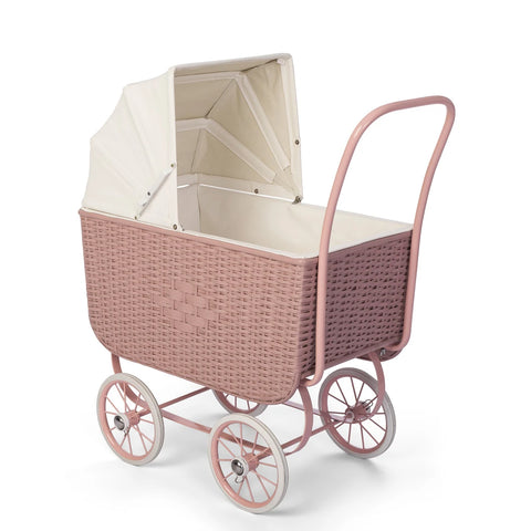 Doll Pram - Retro Rattan Rose