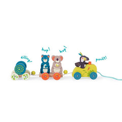 Wooden Activity Toy In the Jungle - Pull Along Train - Moulin Roty